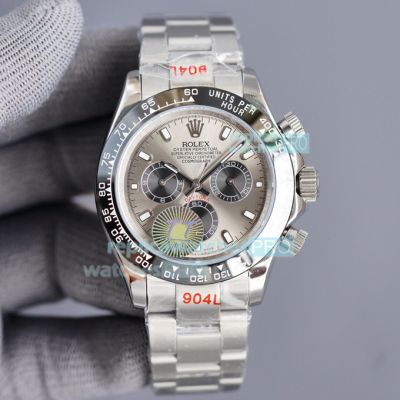 Replica Rolex Daytona Watch Stainless Steel Grey Dial Black Ceramic Bezel